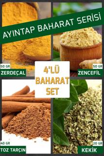 Ayıntap 4'lü Baharat Serisi TozTarçın 40 gr Zencefil 50 gr Zerdaçal 50 gr Kekik 20 gr